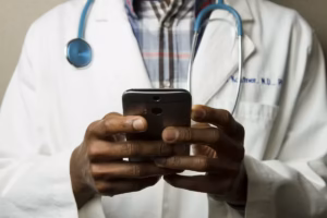 Doctor reviewing medical diagnosis